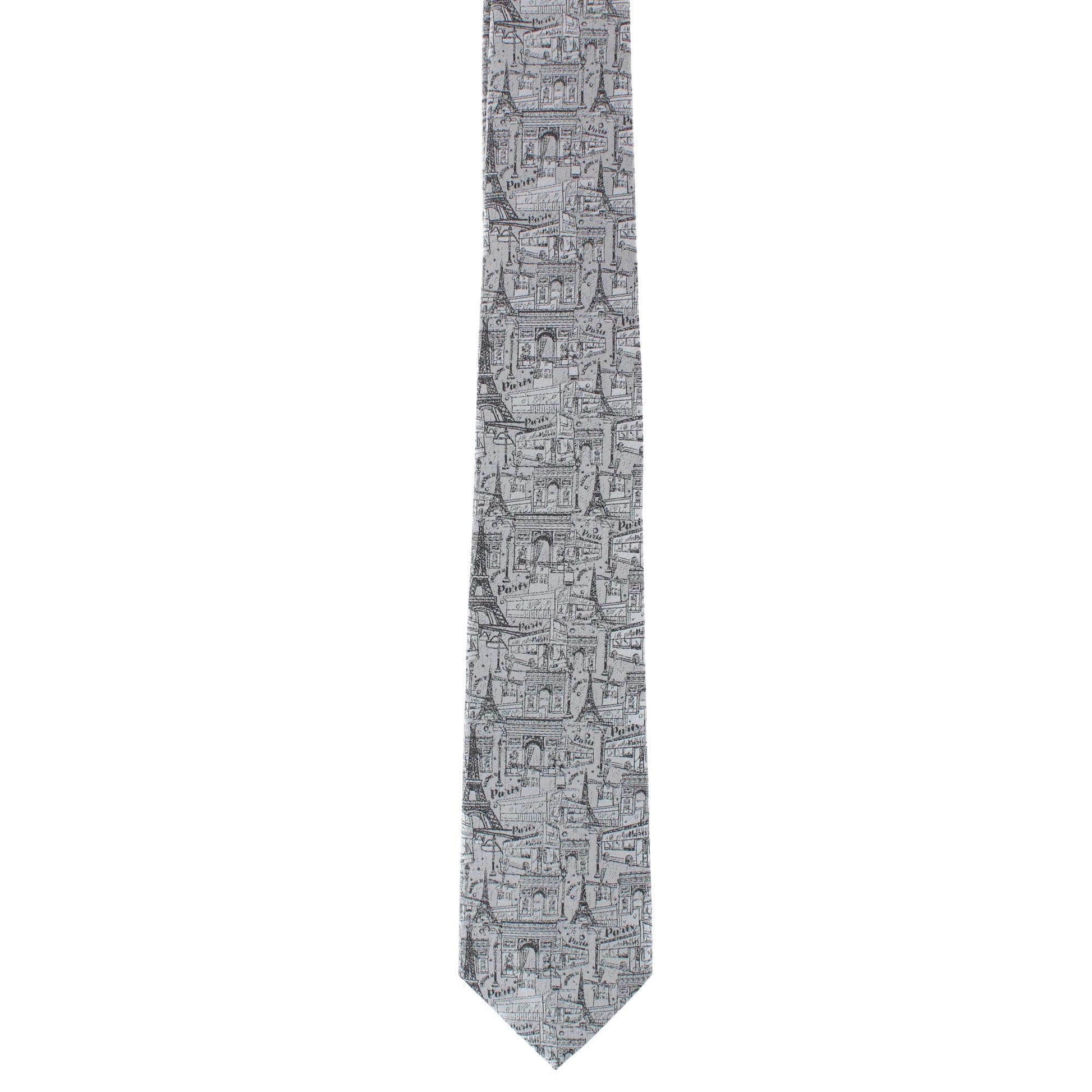 Parisian Nights Silk Novelty Necktie - Silver