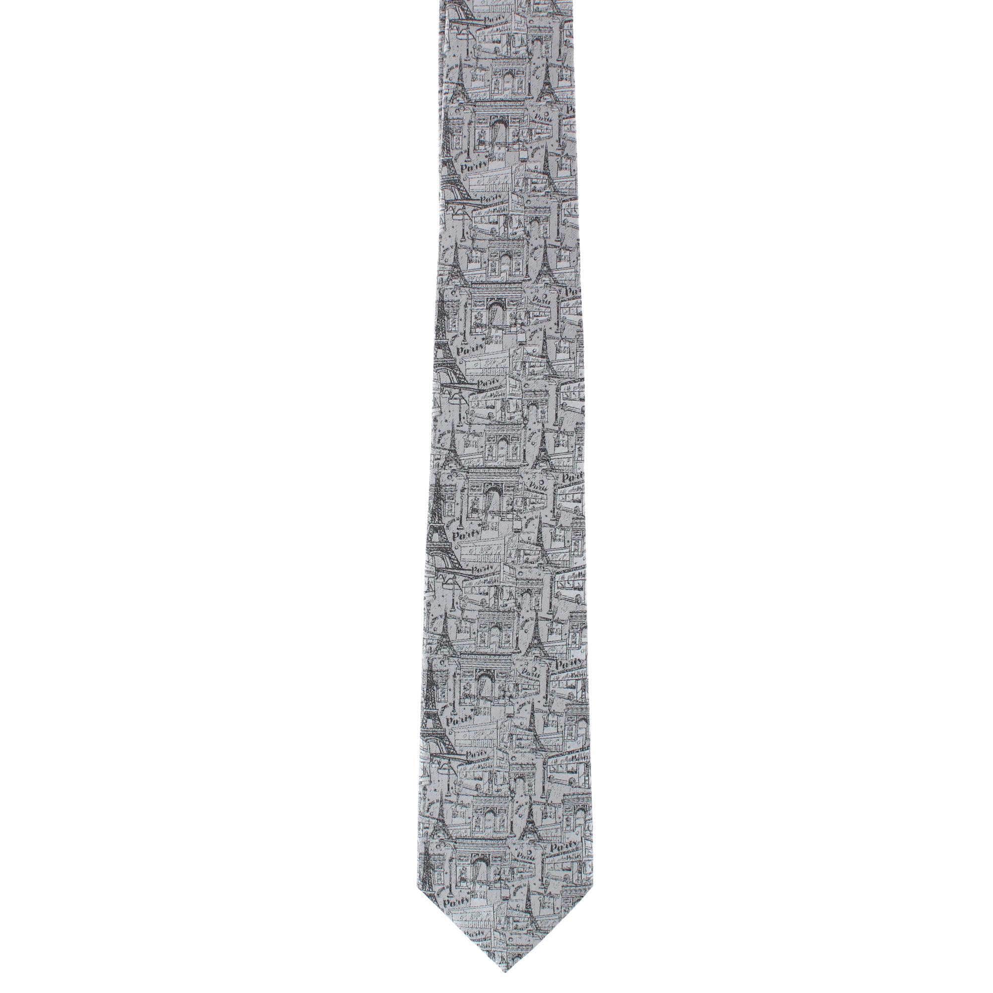 Parisian Nights Silk Novelty Necktie - Silver