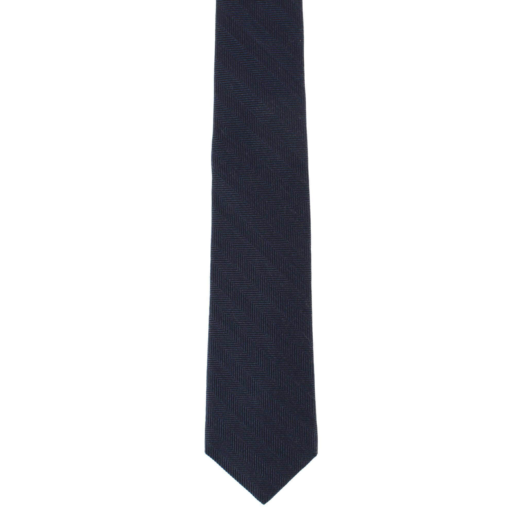 Classy Herringbone Wool Blend Business Necktie - Black