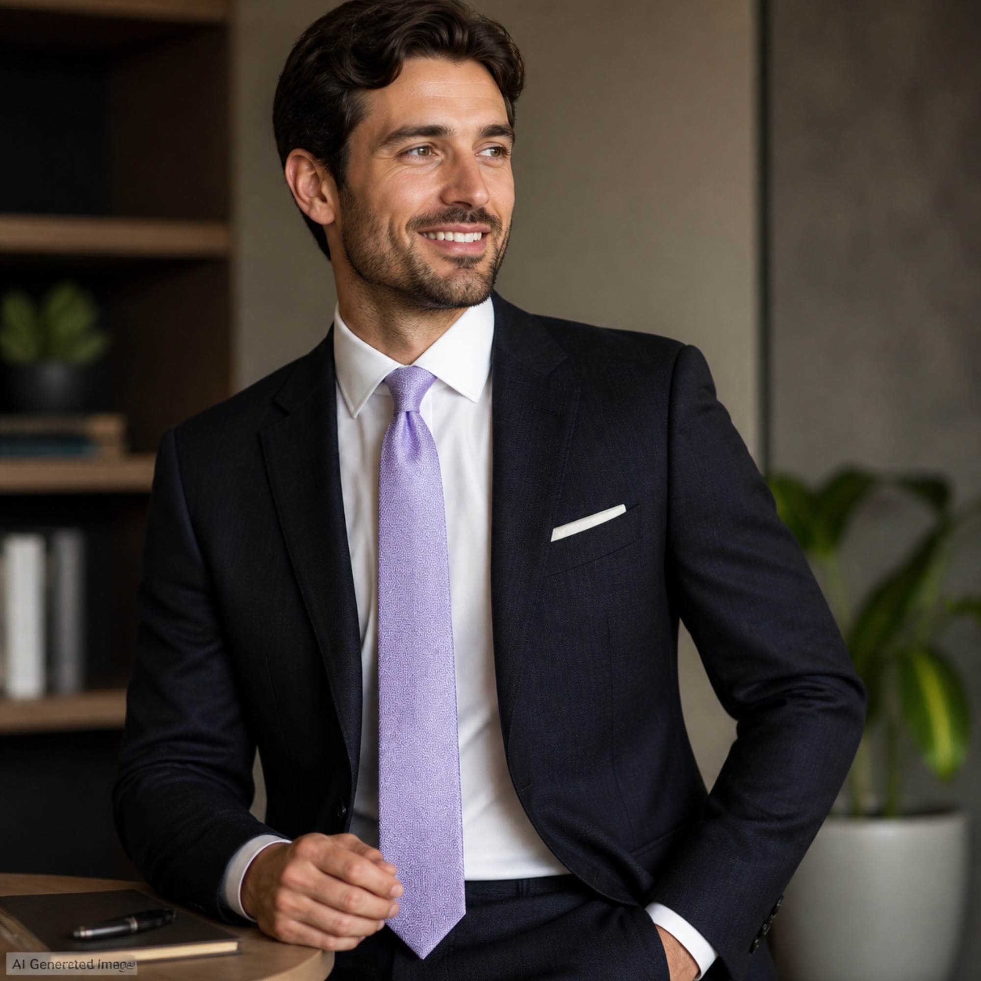 Classy Herringbone Wool Blend Business Necktie - Purple