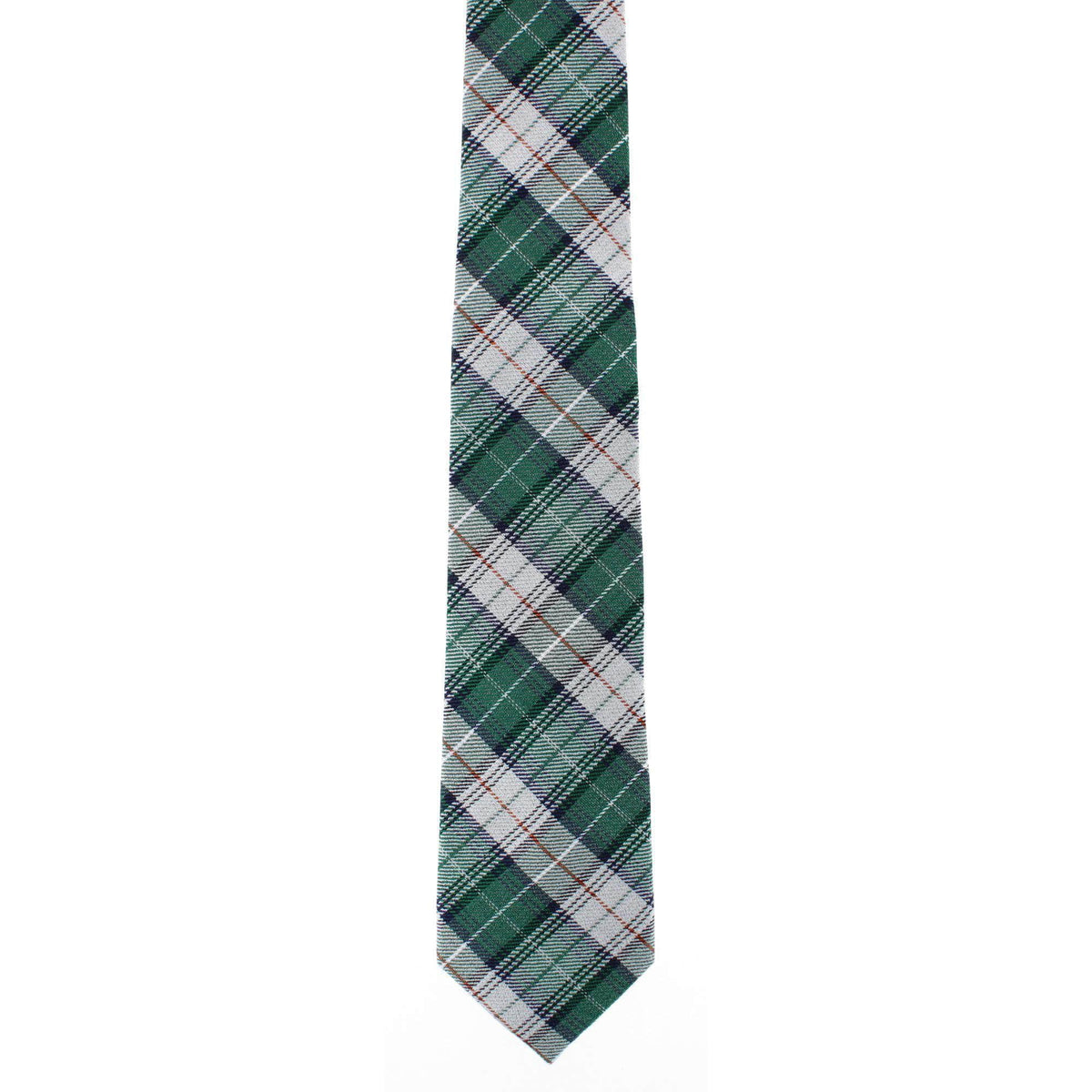 Gerald Green and Silver Plaid Wool Blend Necktie - Multiple