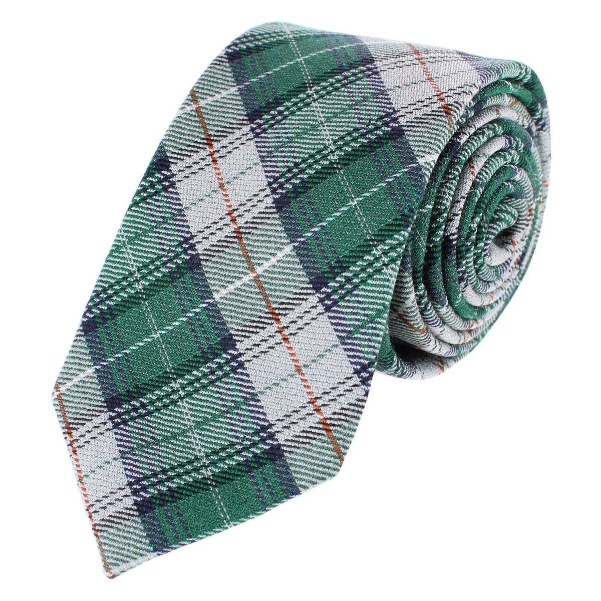 Gerald Green and Silver Plaid Wool Blend Necktie