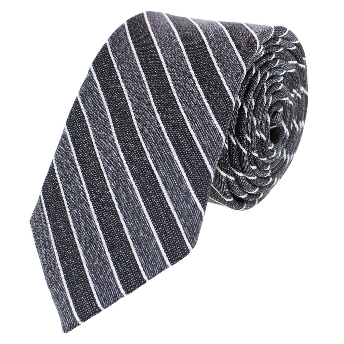 Dacari Diagonal Blocked Wool Blend Necktie - Black