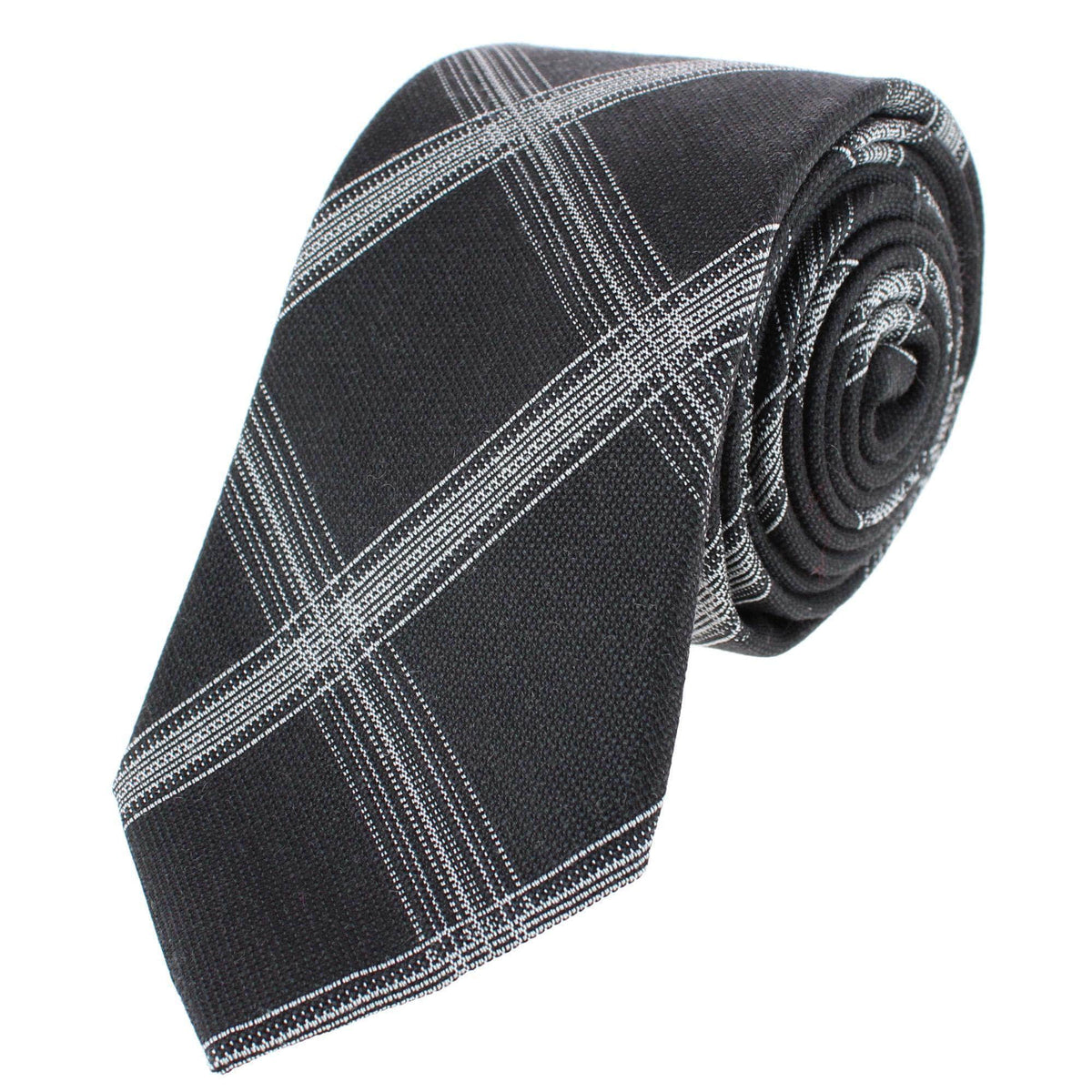 Boswell Business Patterned Wool Blend Necktie - Black