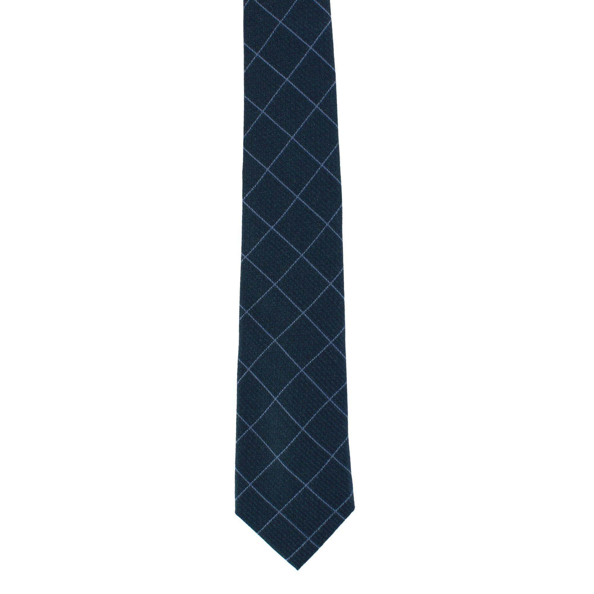 Zeke Diamond Patterned Business Wool Blend Necktie - Navy