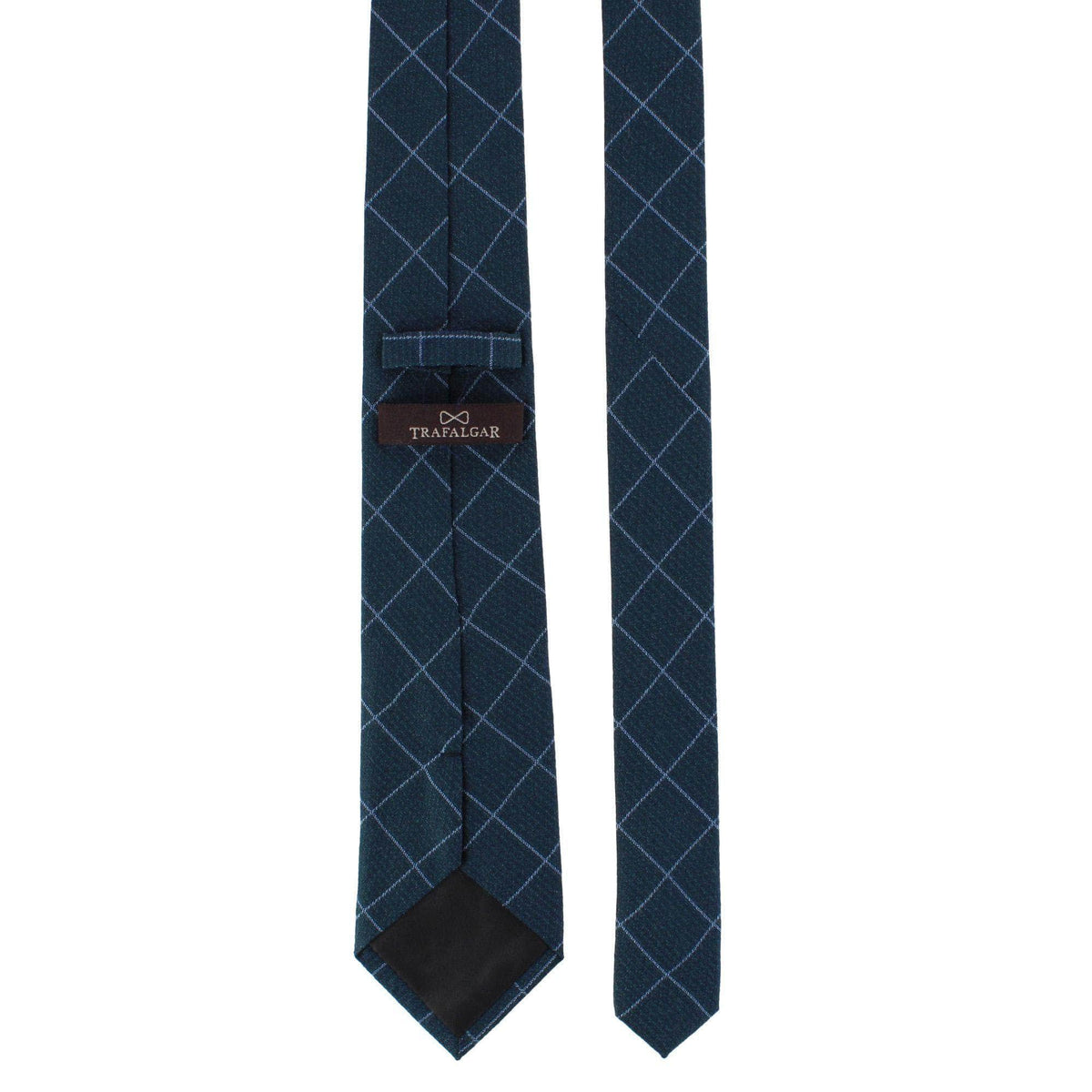 Zeke Diamond Patterned Business Wool Blend Necktie - Navy