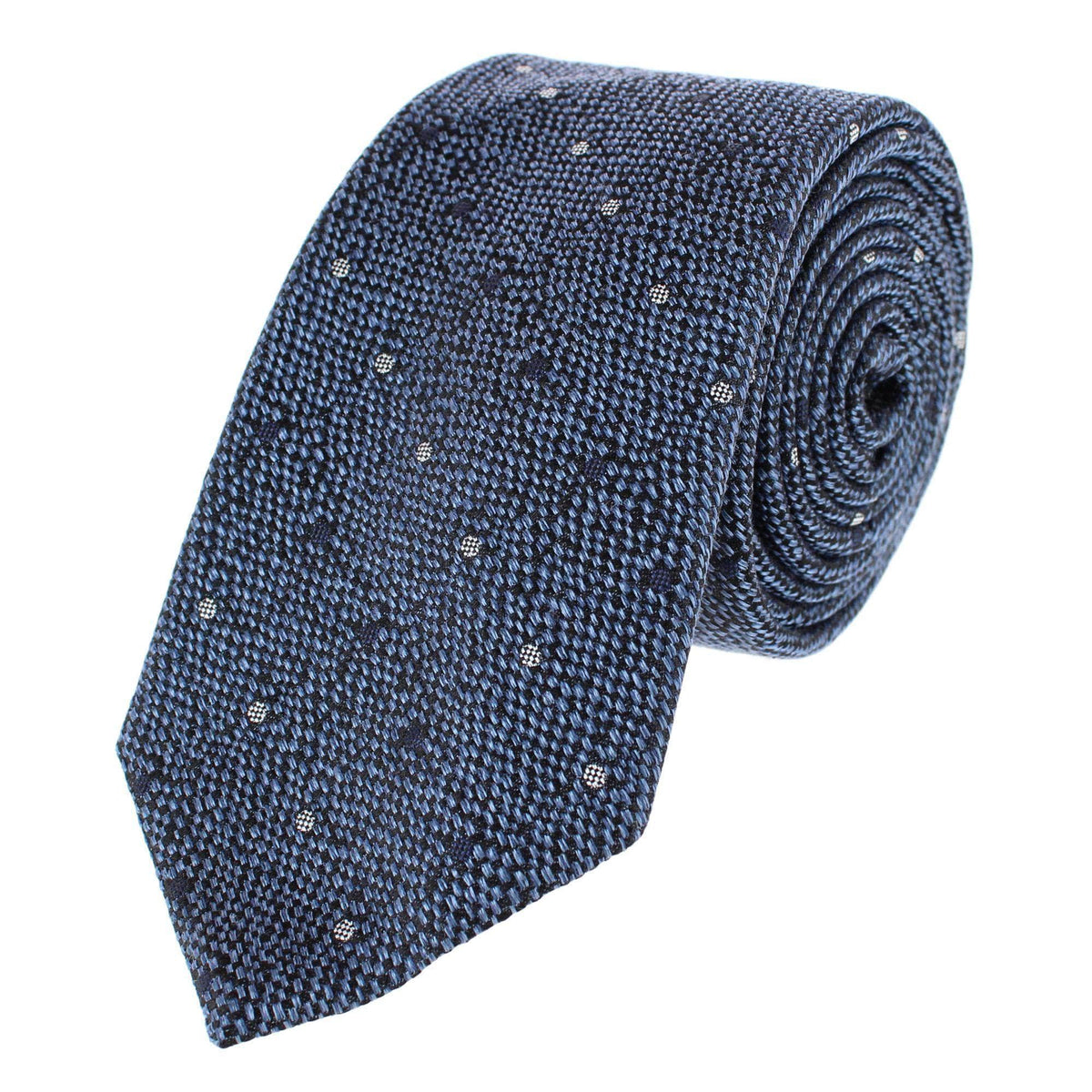 Percival Polka Dot Wool Blend Novelty Necktie - Navy