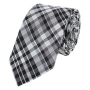 Zeno Black and White Patterned Business Wool Blend Necktie