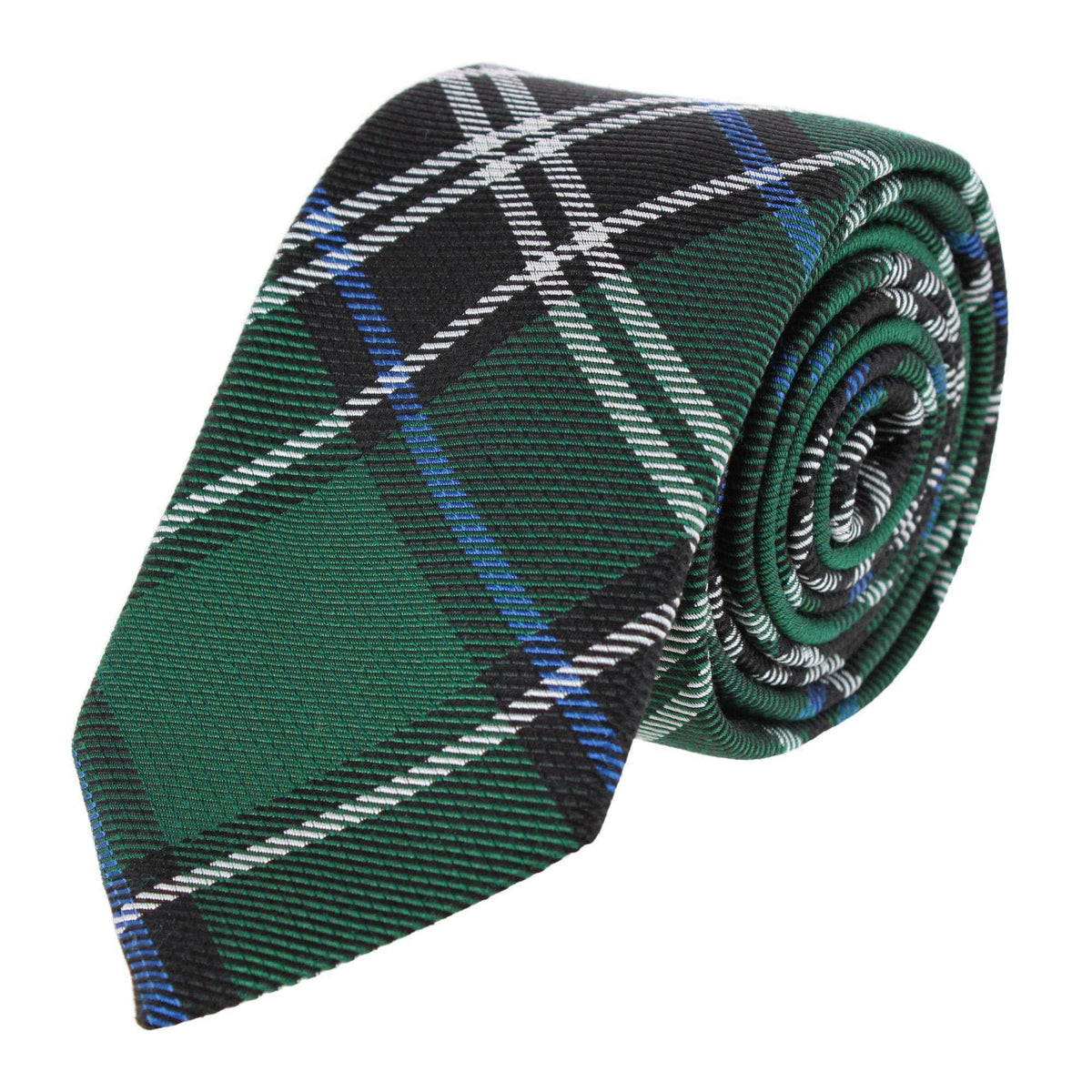 Jarlath Tartan Plaid Wool Blend Necktie - Green