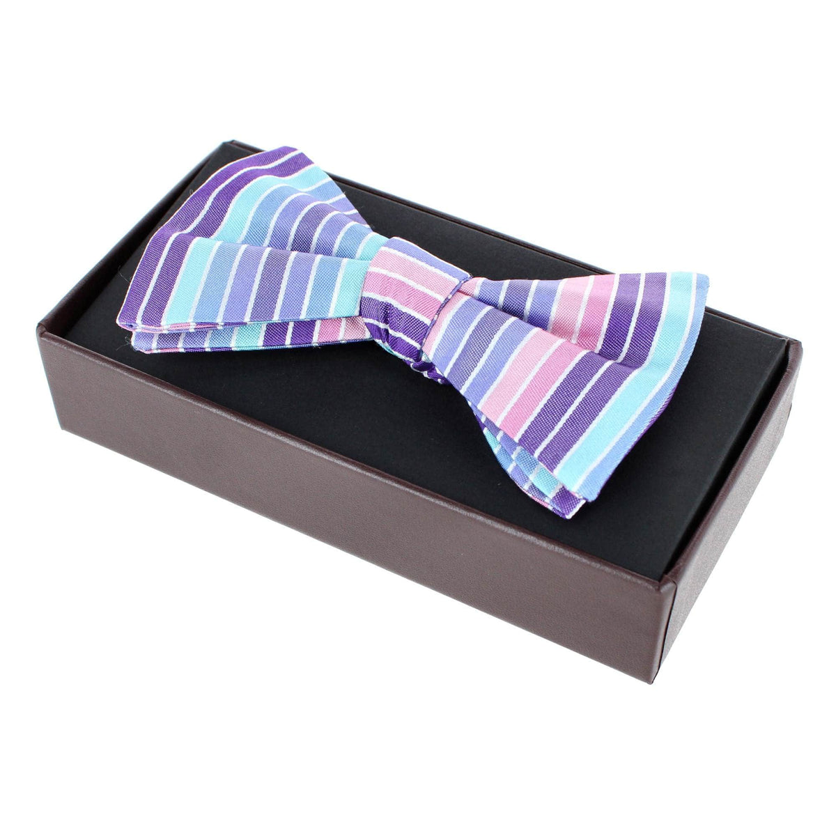 Isly Pastel Multi Striped Silk Bow Tie - Multiple