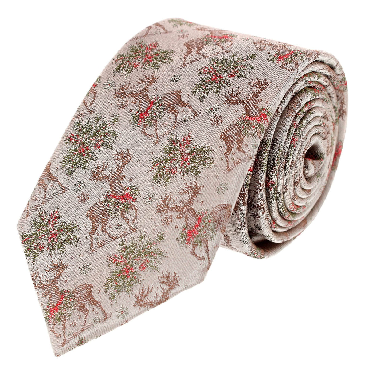 Graceful Reindeer Holiday Silk Novelty Necktie