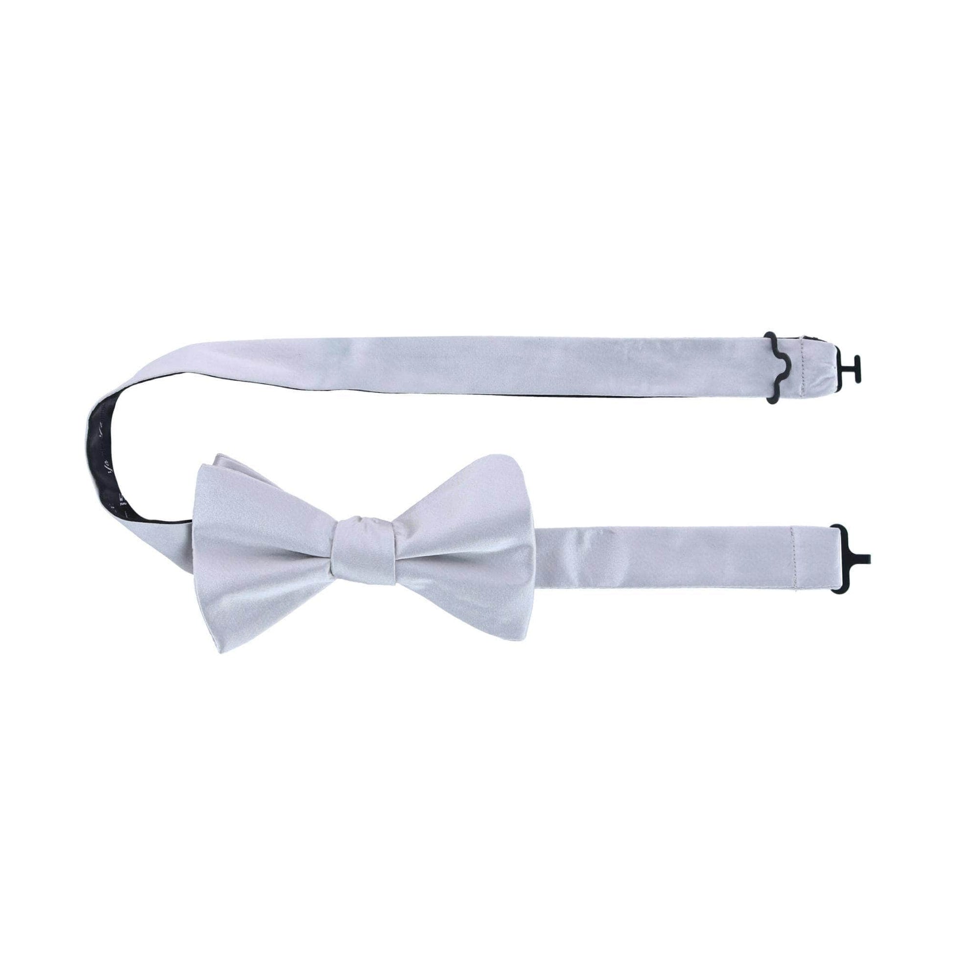 Sutton Solid Color Silk Bow Tie - Silver