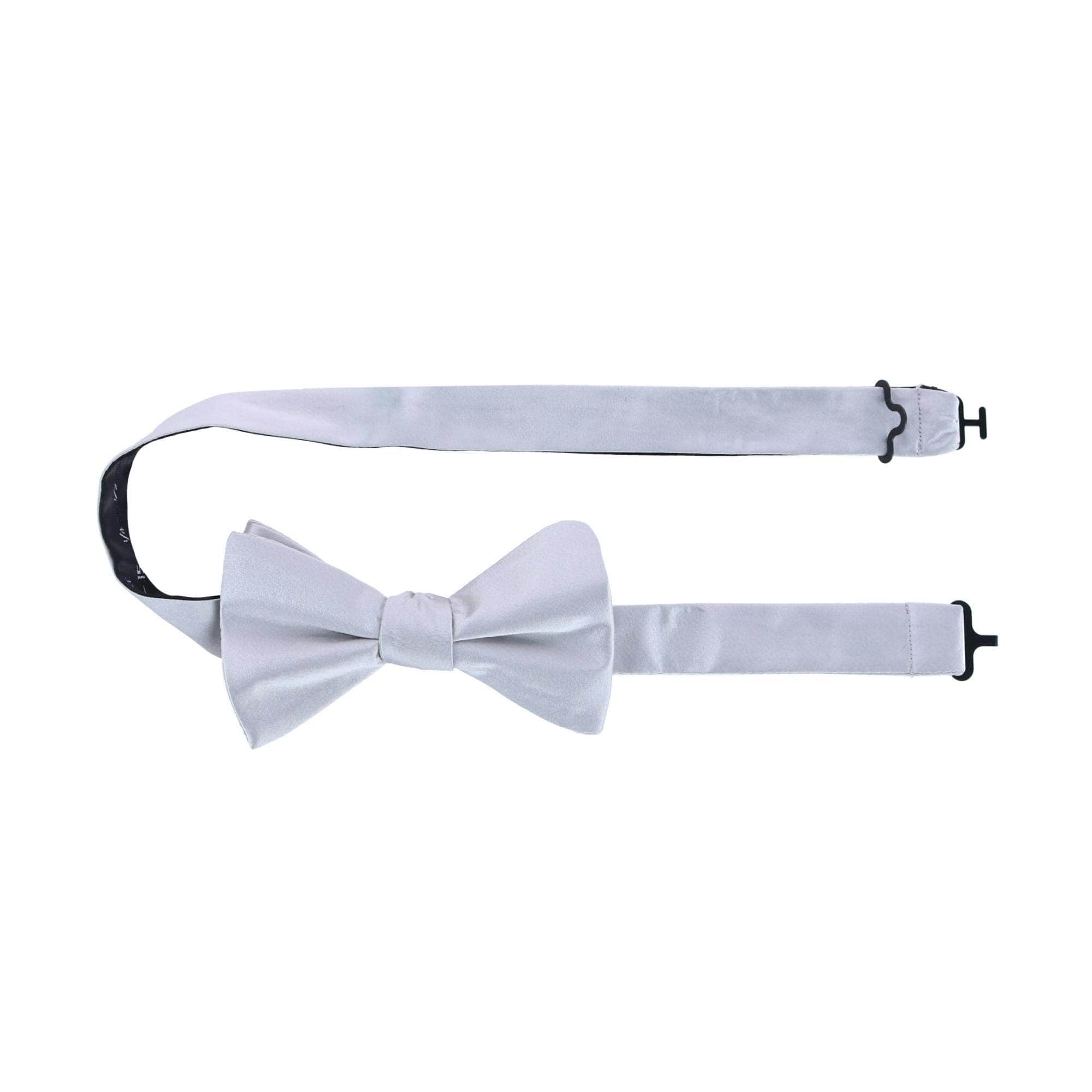 Sutton Solid Color Silk Bow Tie - Silver