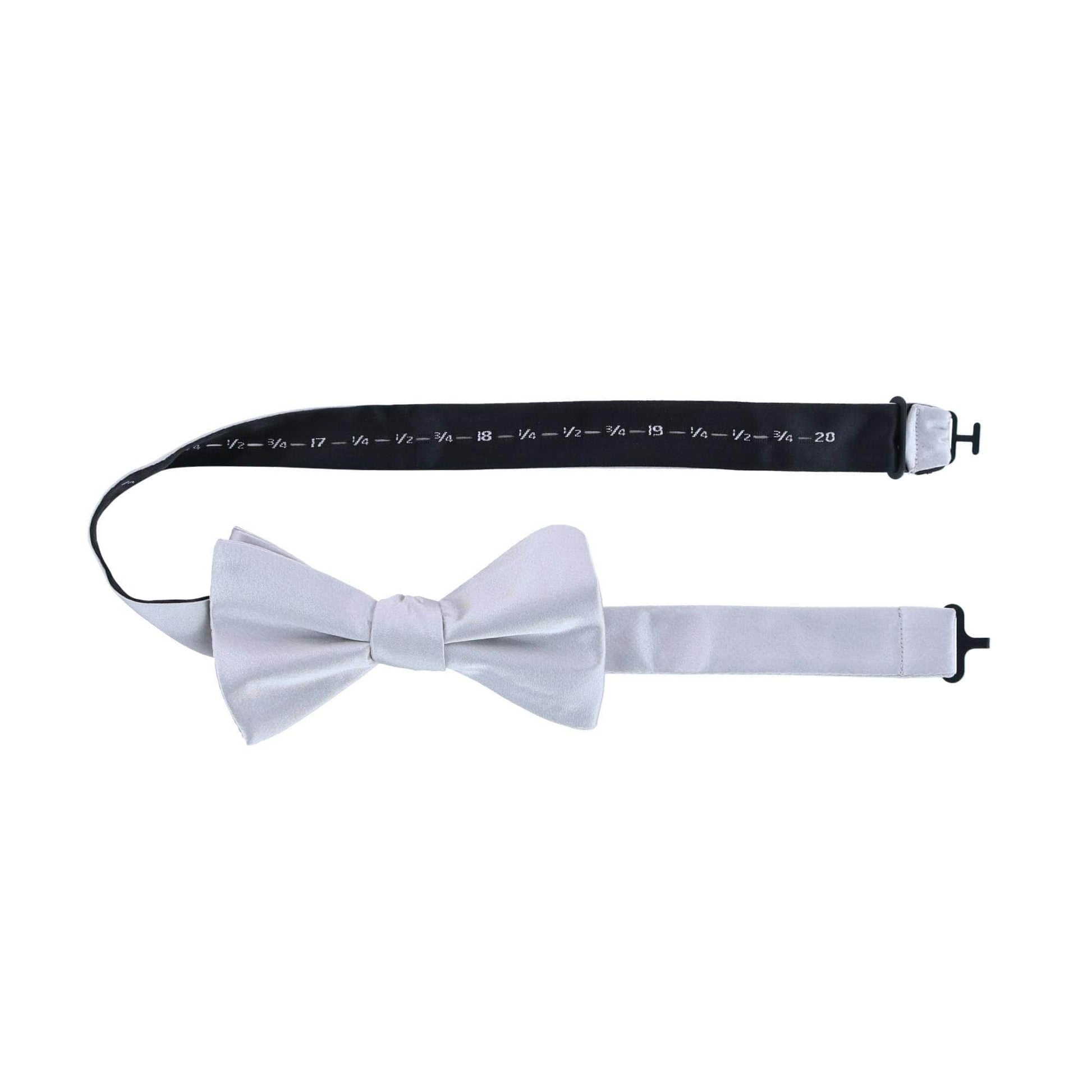 Sutton Solid Color Silk Bow Tie - Silver