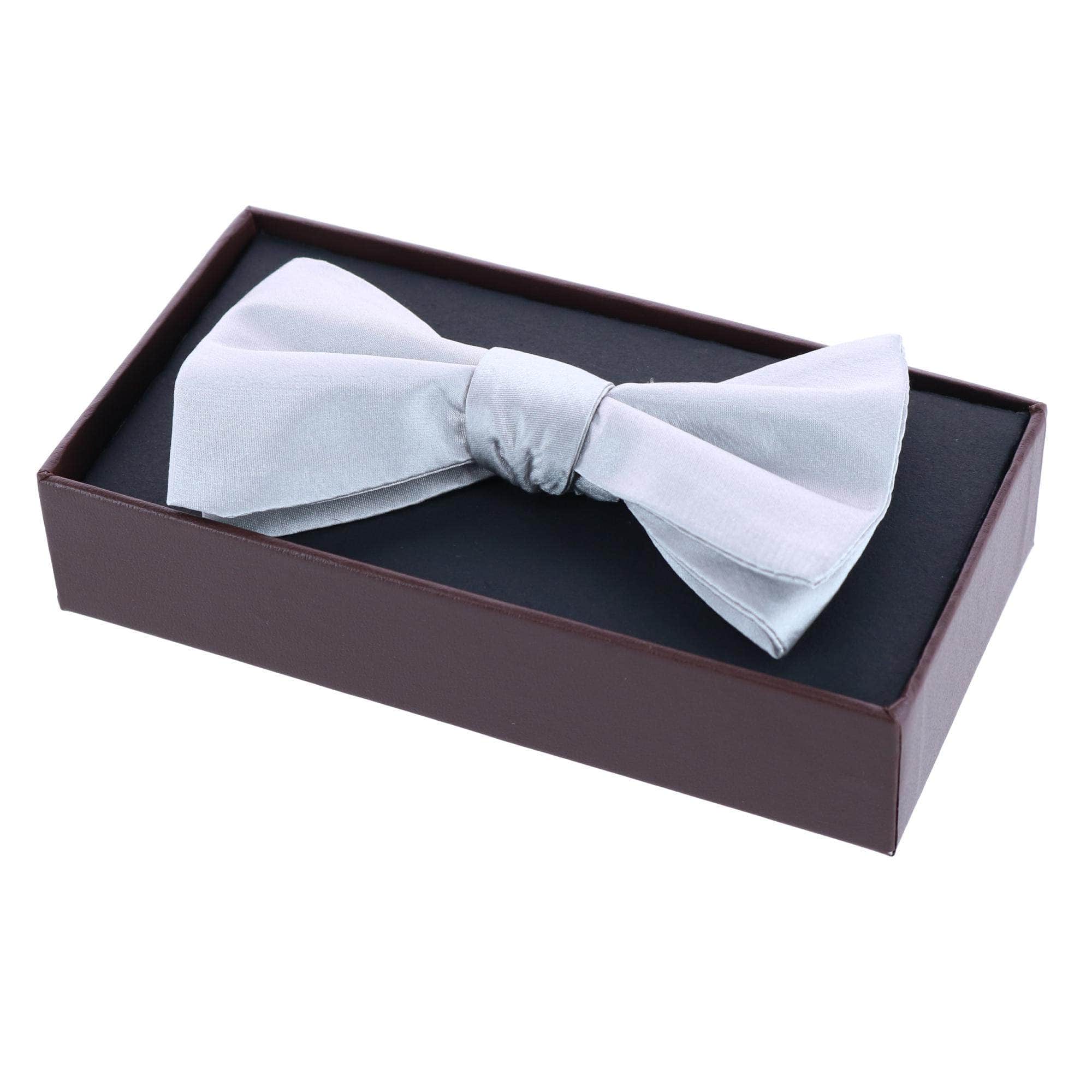 Sutton Solid Color Silk Bow Tie - Silver