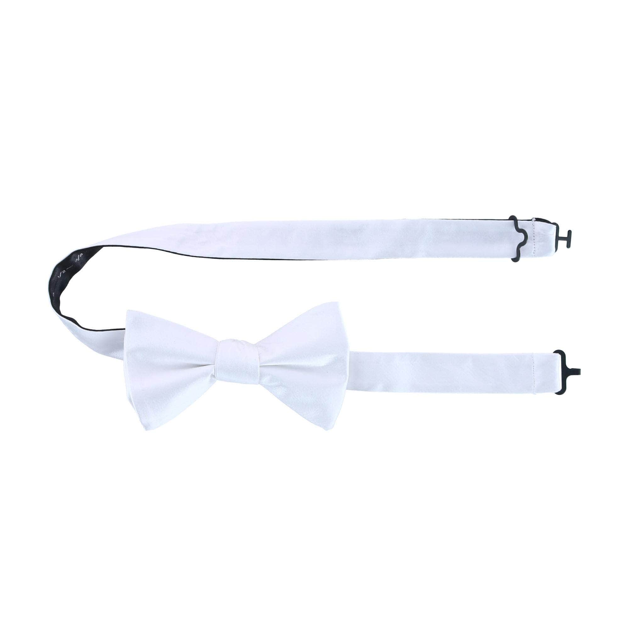 Sutton Solid Color Silk Bow Tie - White
