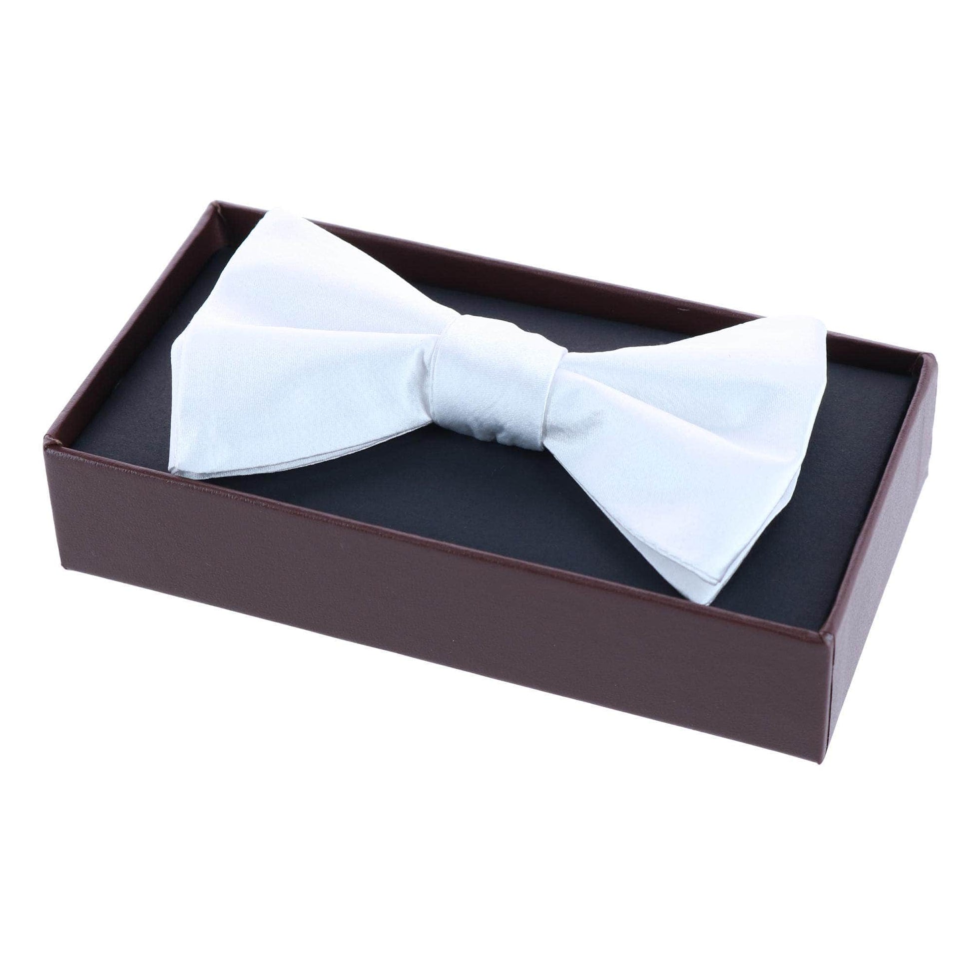 Sutton Solid Color Silk Bow Tie - White