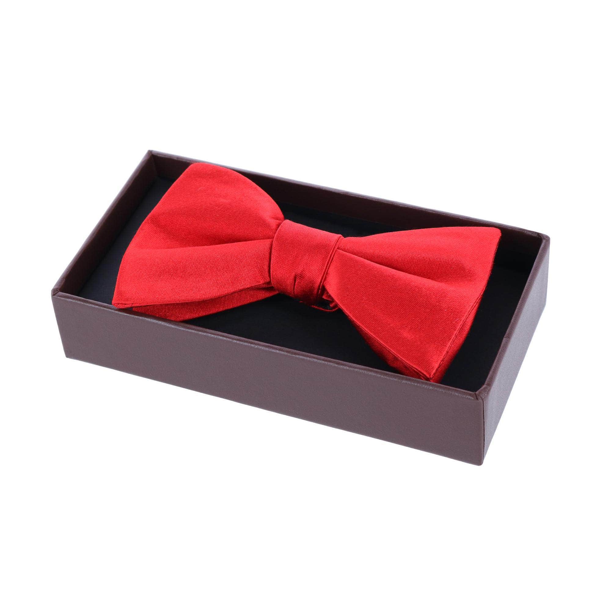 Sutton Solid Color Silk Bow Tie - Red