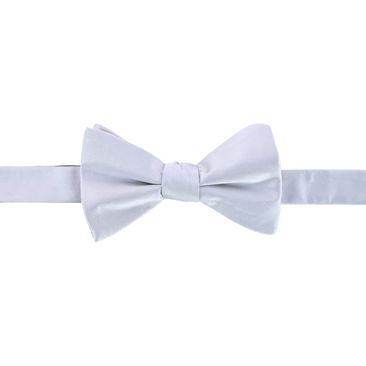 Sutton Solid Color Silk Brace Bow Tie & Pocket Square Combo - Silver