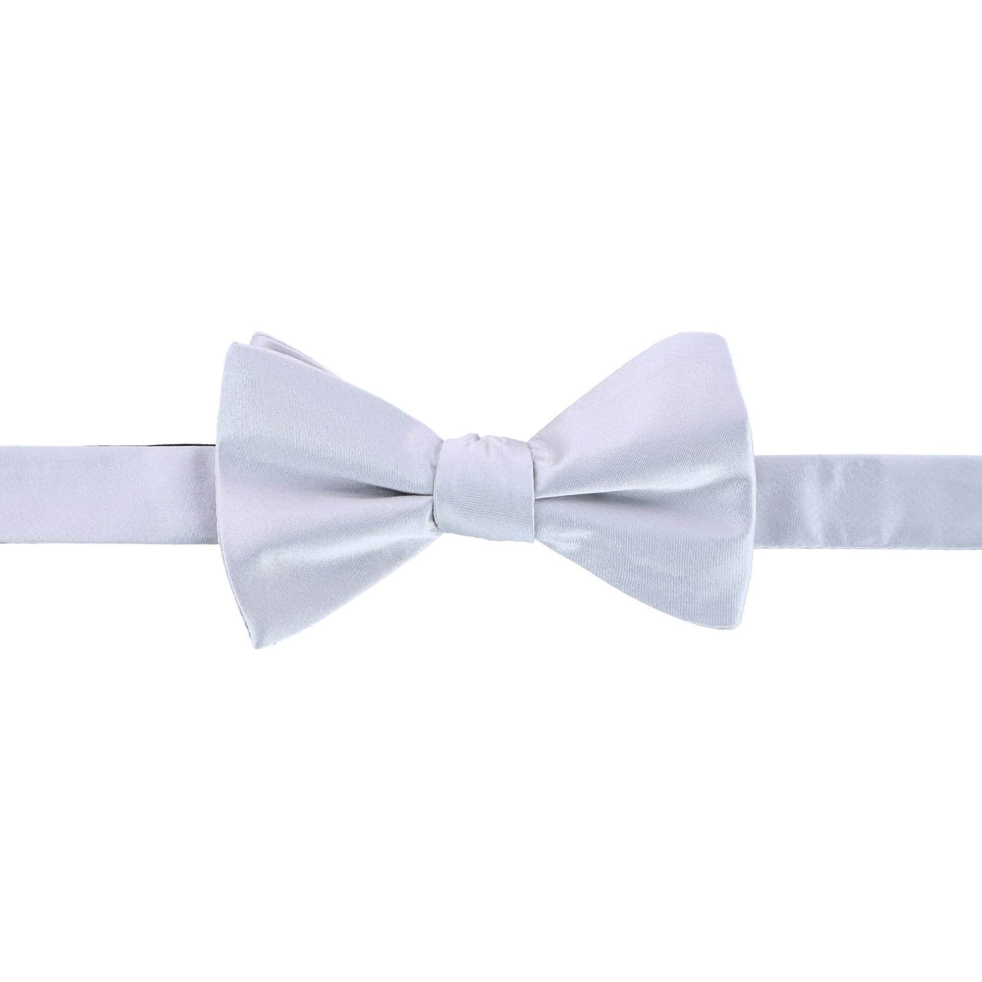 Sutton Solid Color Silk Brace and Bow Tie Combo - Silver
