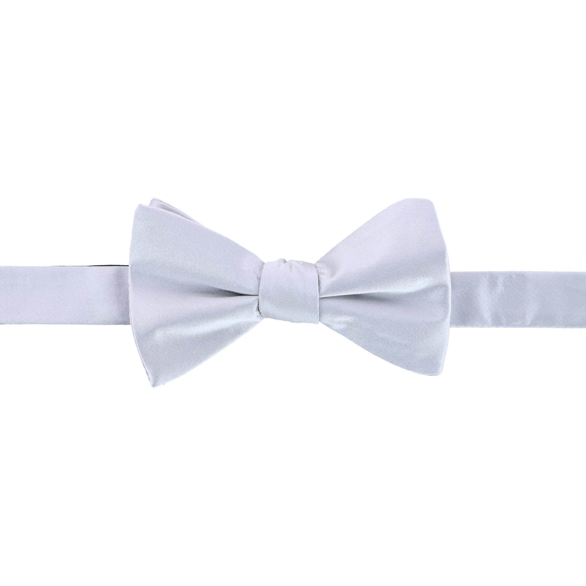 Sutton Solid Color Silk Brace and Bow Tie Combo - Silver