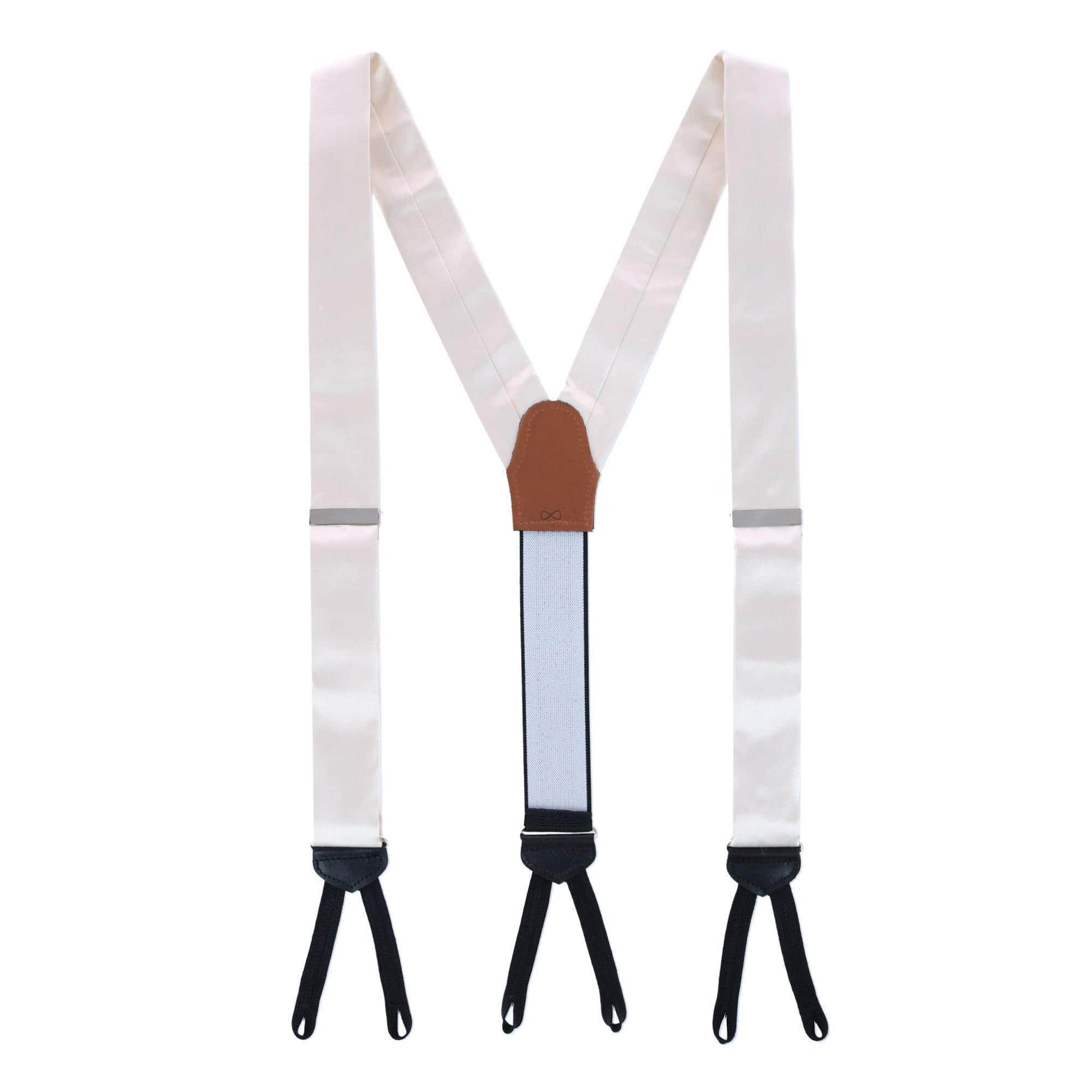 Sutton Solid Color Silk Brace and Bow Tie Combo - Ivory