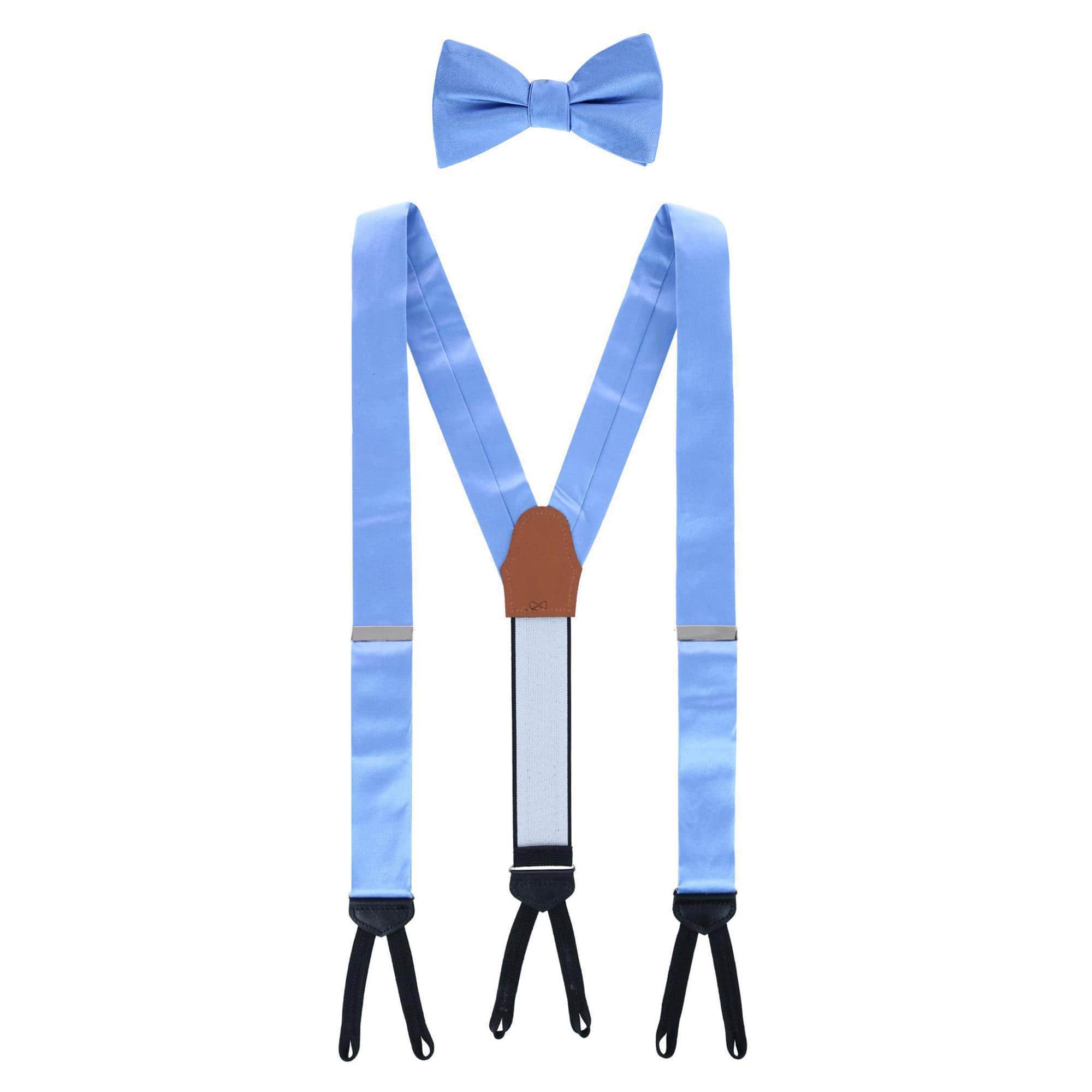 Sutton Solid Color Silk Brace and Bow Tie Combo - Light Blue