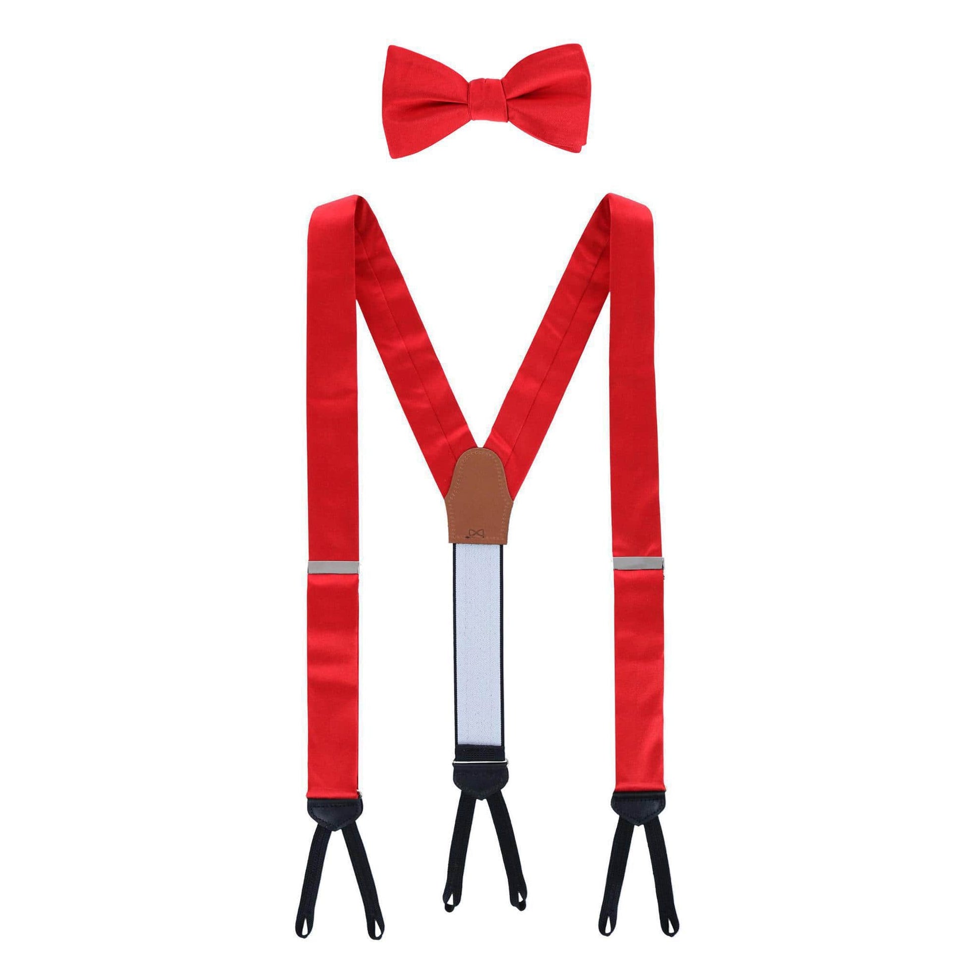 Sutton Solid Color Silk Brace and Bow Tie Combo - Red