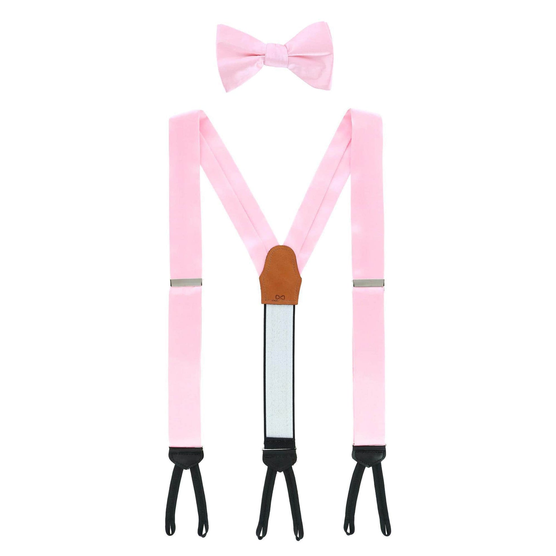 Sutton Solid Color Silk Brace and Bow Tie Combo - Pink