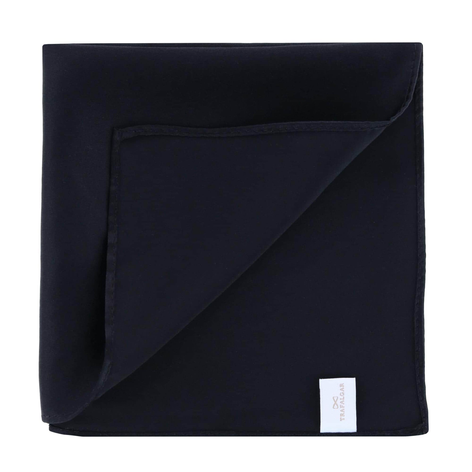 Sutton Solid Color Silk Necktie and Pocket Square Combo - Black