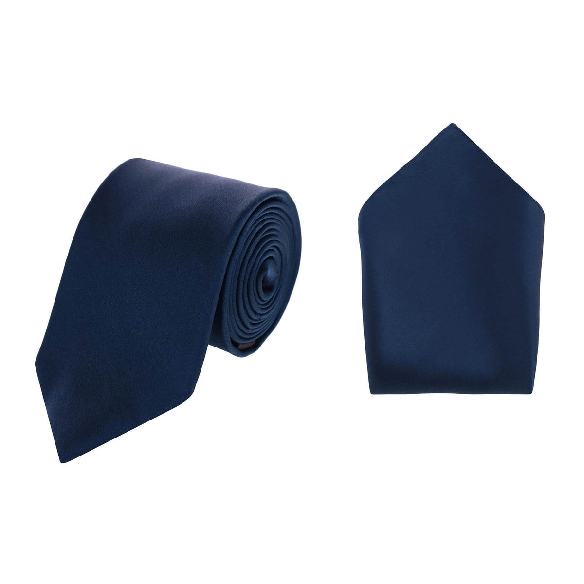 Sutton Solid Color Silk Necktie and Pocket Square Combo - Navy