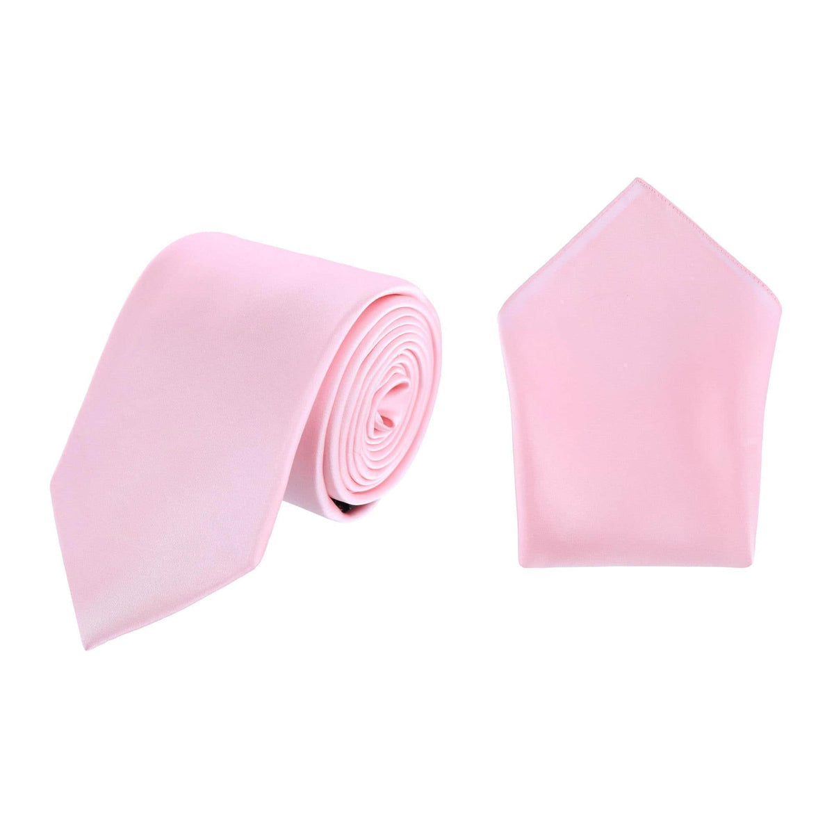 Sutton Solid Color Silk Necktie and Pocket Square Combo - Pink