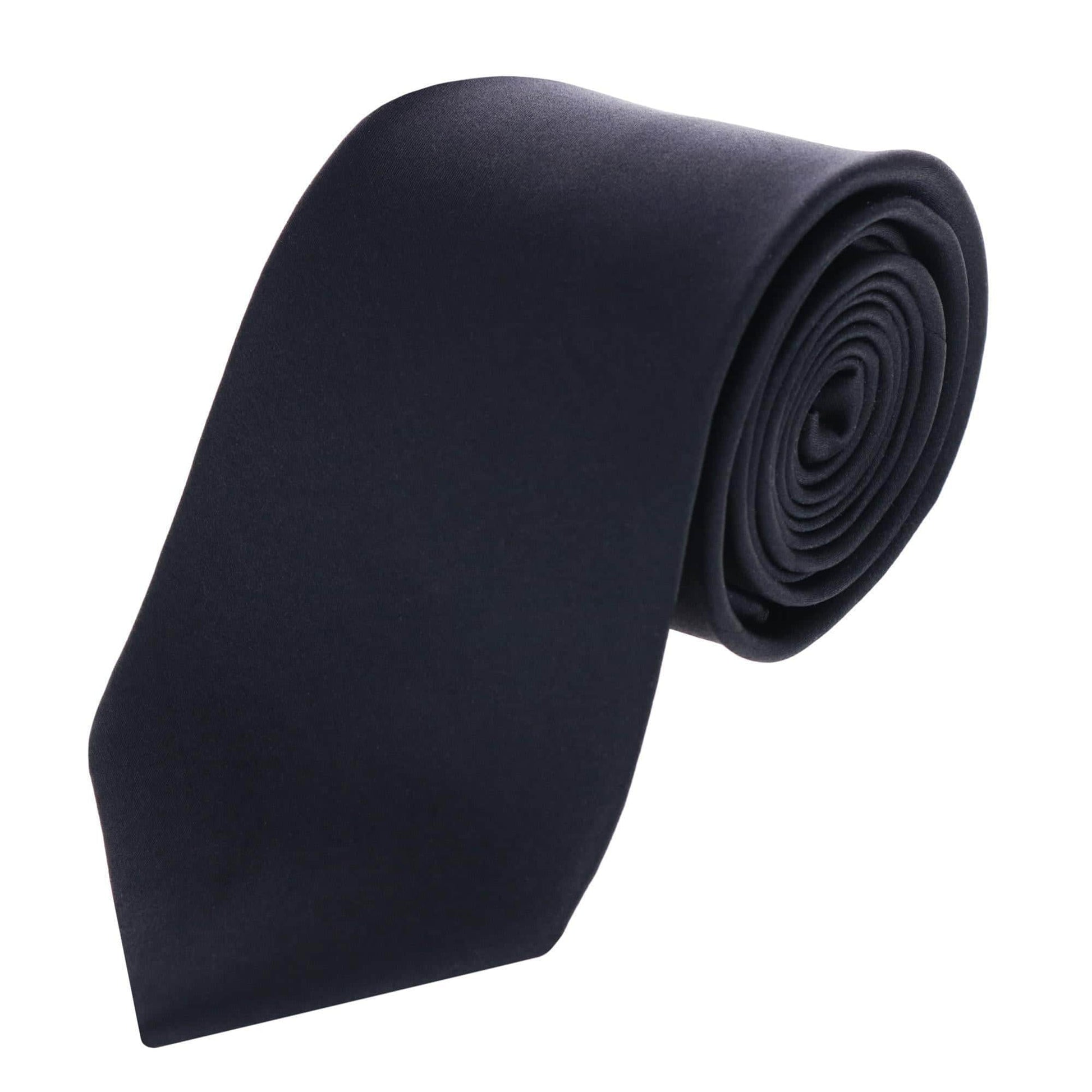Sutton Solid Color Silk Brace Necktie and Pocket Square Set - Black