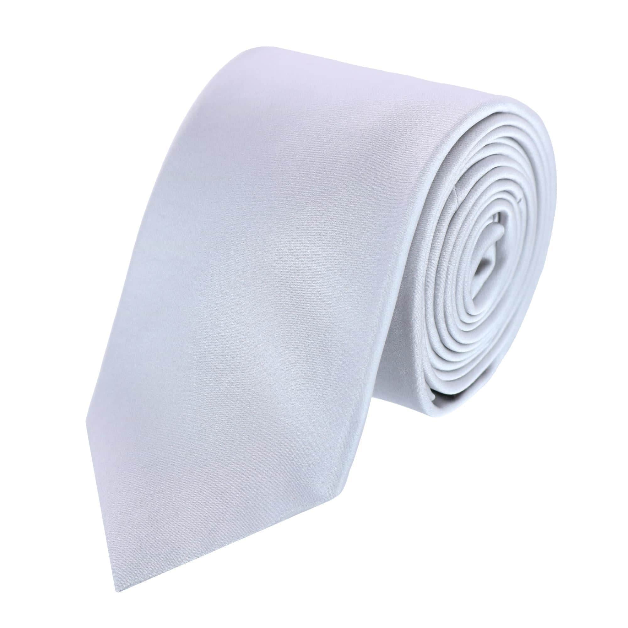 Sutton Solid Color Silk Brace Necktie and Pocket Square Set - Silver