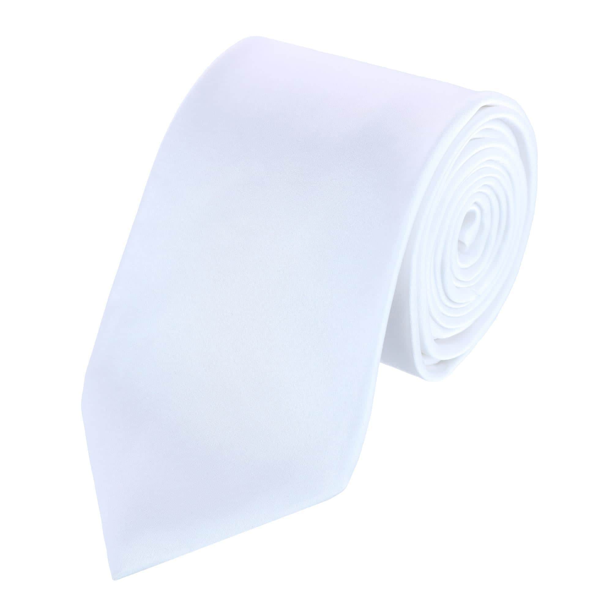 Sutton Solid Color Silk Brace Necktie and Pocket Square Set - White