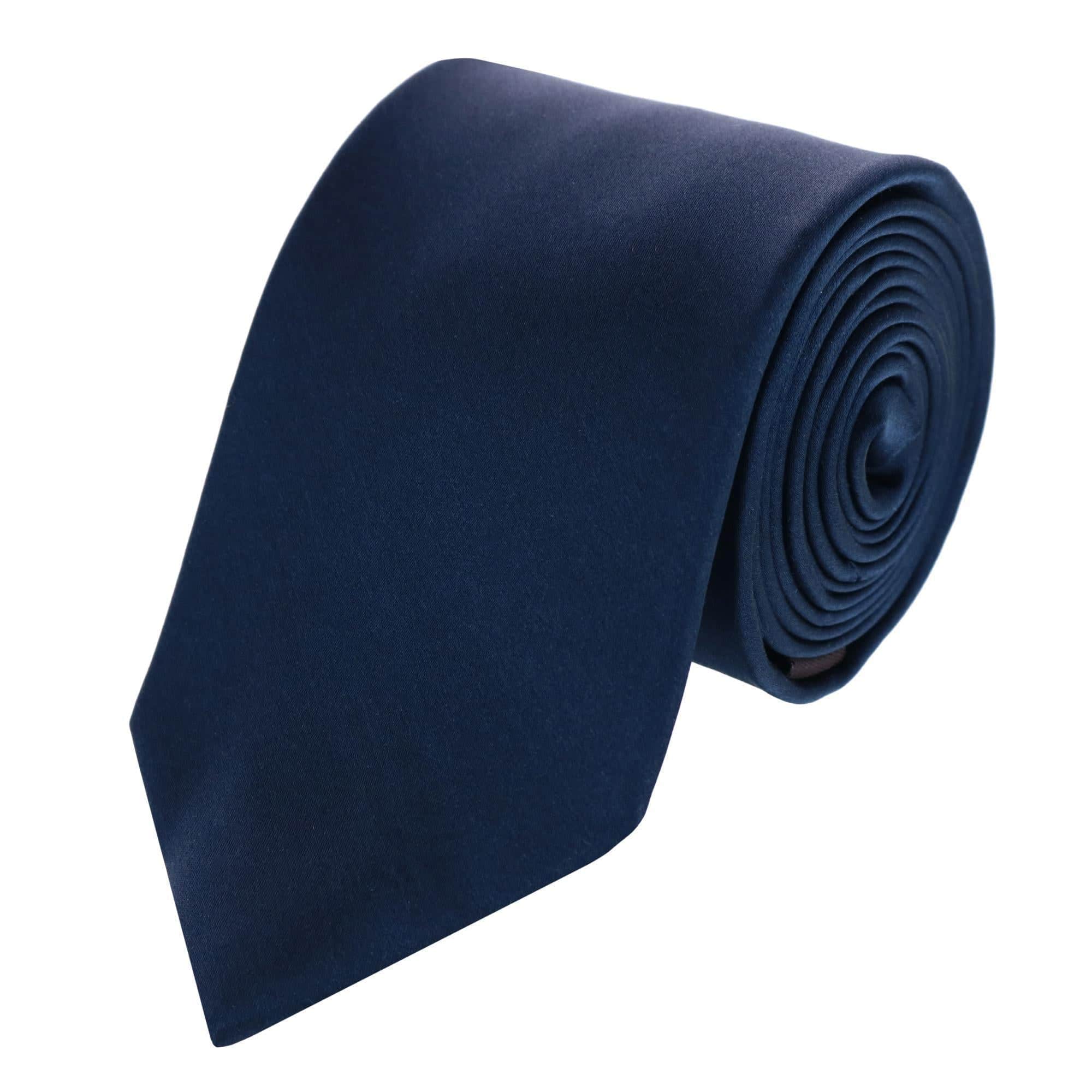 Sutton Solid Color Silk Brace Necktie and Pocket Square Set - Navy