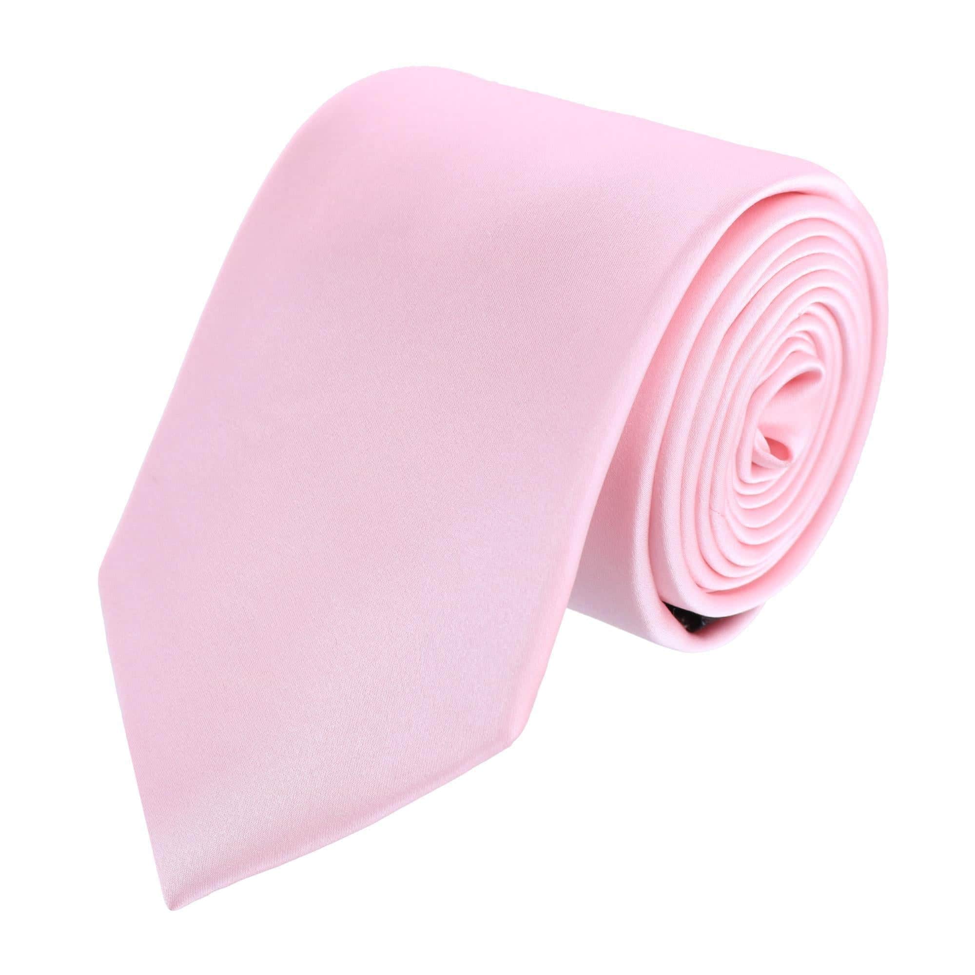 Sutton Solid Color Silk Brace Necktie and Pocket Square Set - Pink