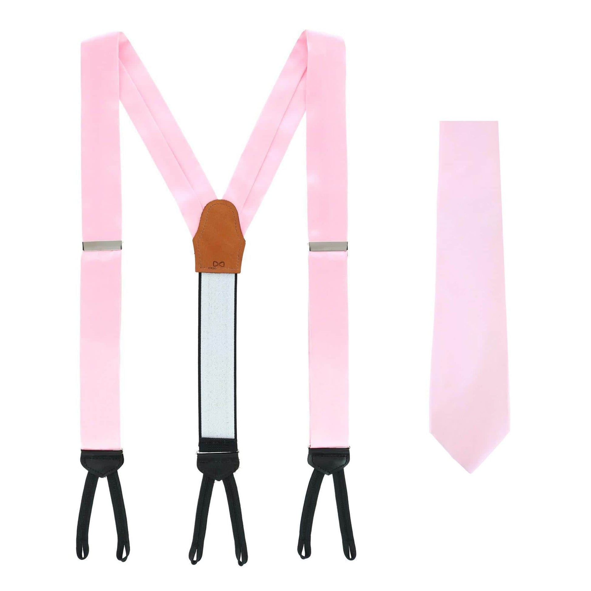 Sutton Solid Color Silk Brace and Necktie Combo - Pink
