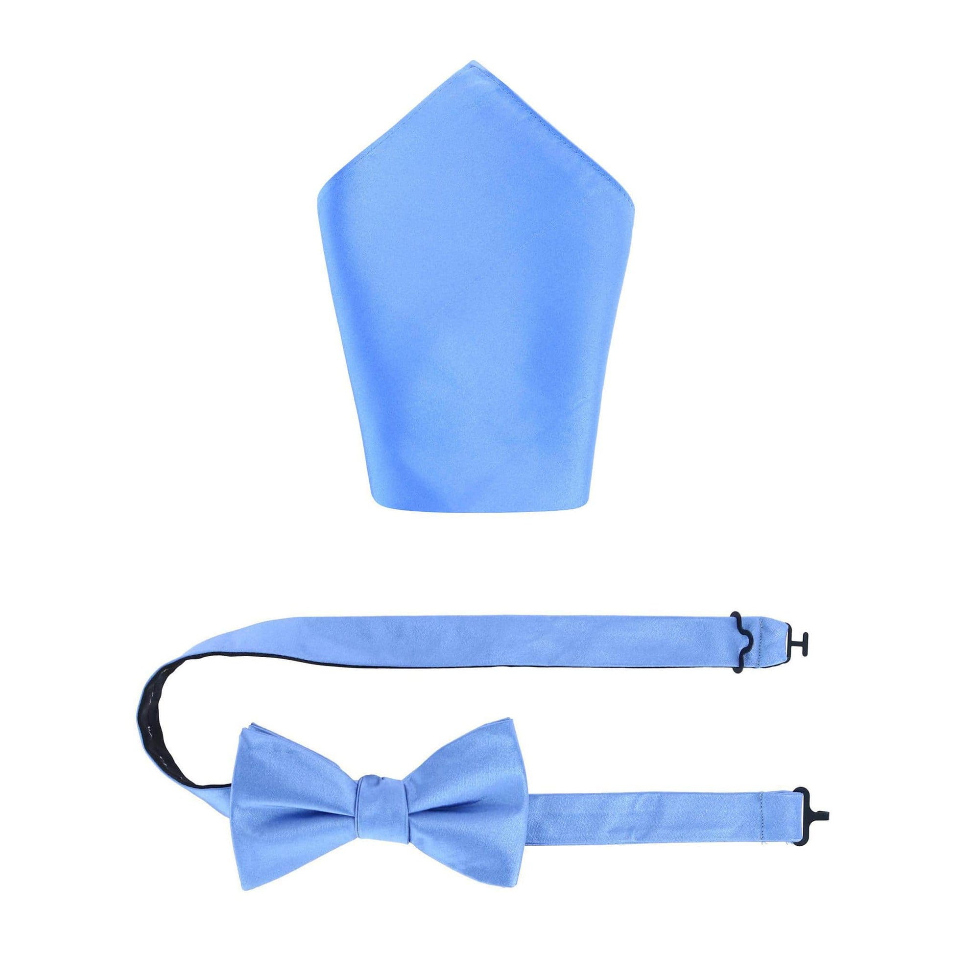 Sutton Solid Color Silk Bowtie and Pocket Square Combo - Light Blue