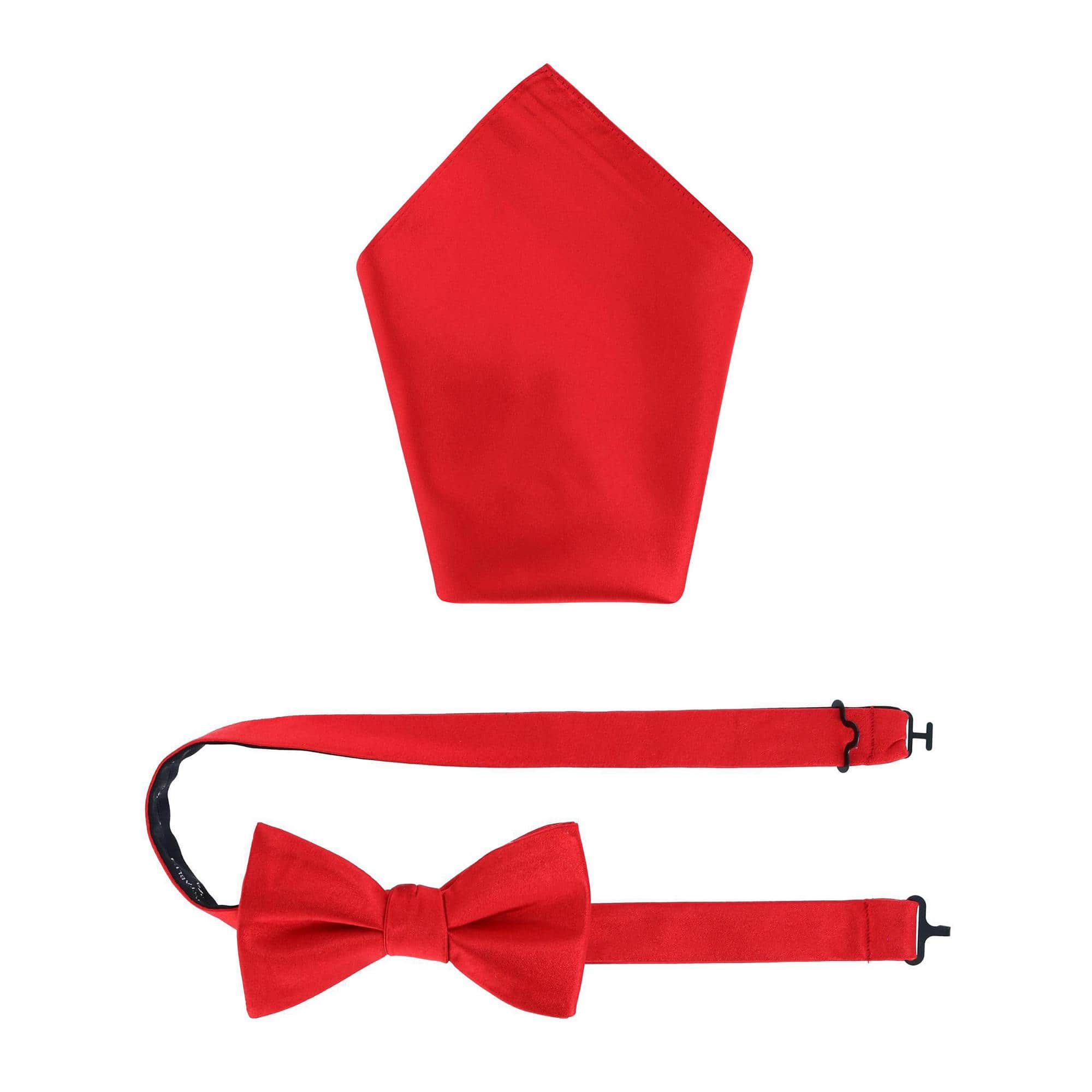 Sutton Solid Color Silk Bowtie and Pocket Square Combo - Red