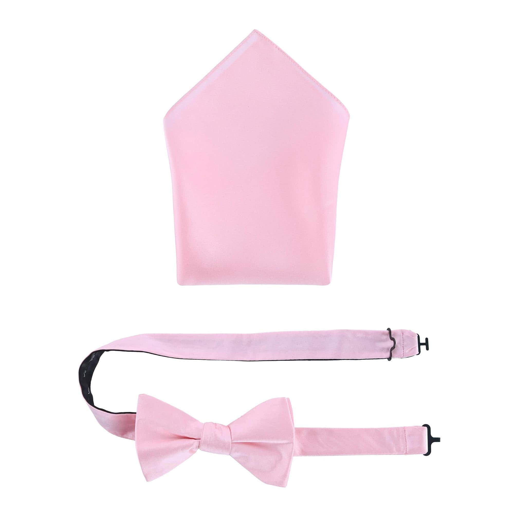 Sutton Solid Color Silk Bowtie and Pocket Square Combo - Pink