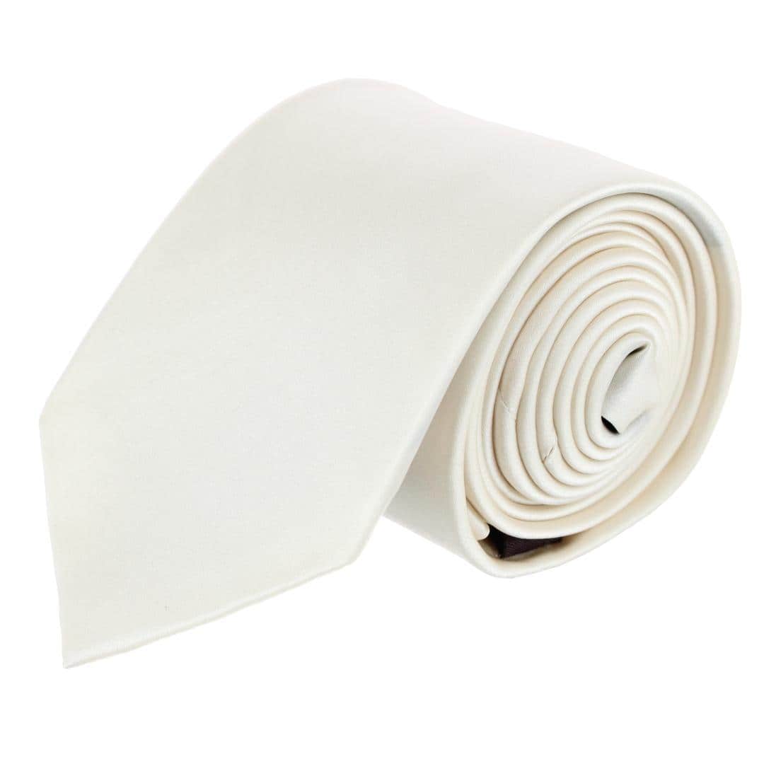 Sutton Solid Color Silk Necktie - Ivory
