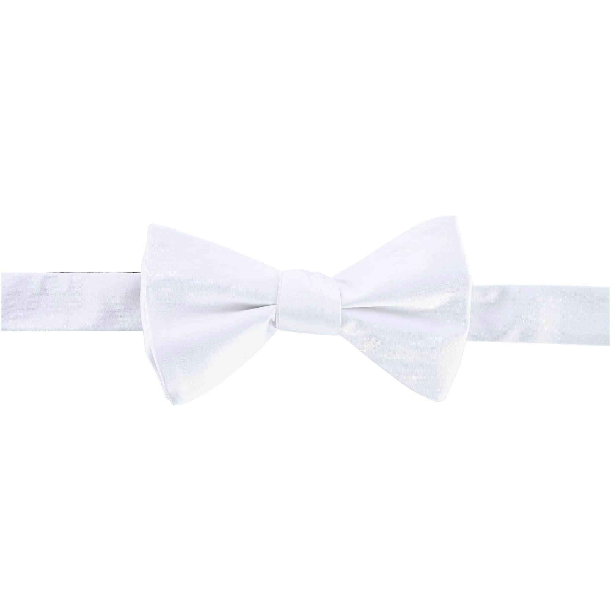 Sutton Solid Color Silk Self-Tie Bow Tie - White