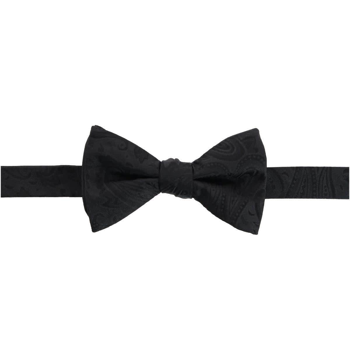 Banbury Tone on Tone Paisley Silk Bow Tie - Black