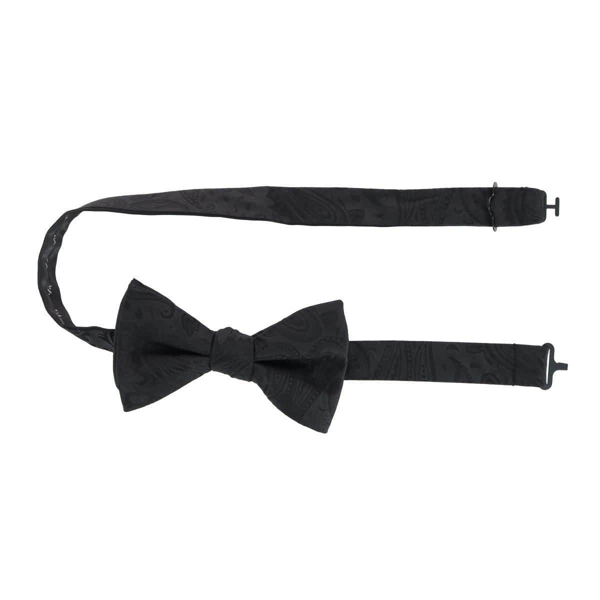 Banbury Tone on Tone Paisley Silk Bow Tie - Black