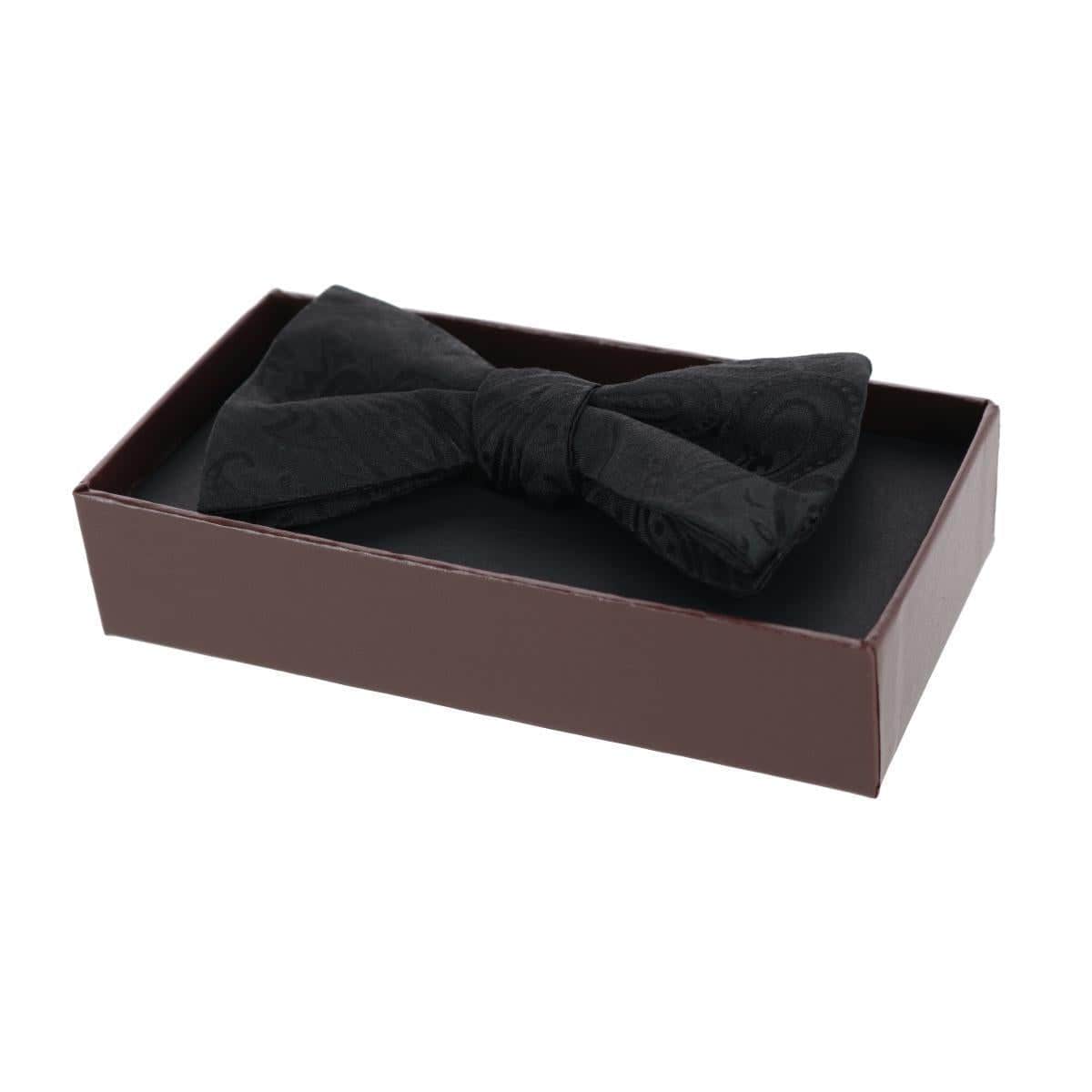 Banbury Tone on Tone Paisley Silk Bow Tie - Black