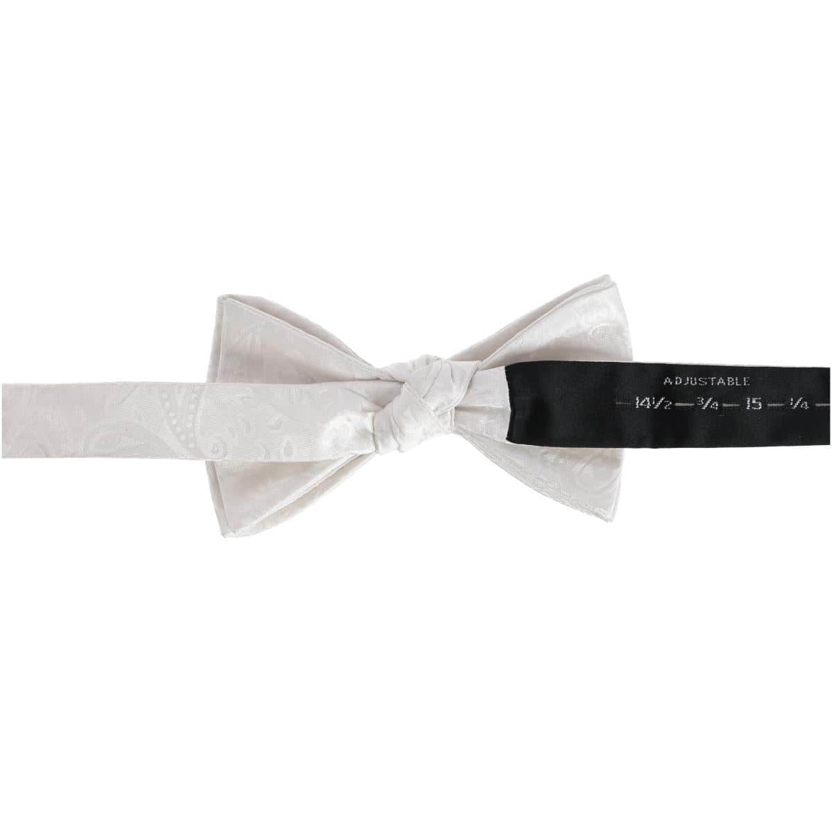 Banbury Tone on Tone Paisley Silk Bow Tie - White