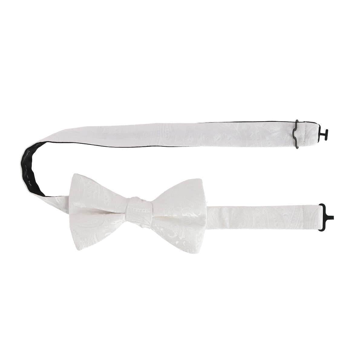 Banbury Tone on Tone Paisley Silk Bow Tie - White