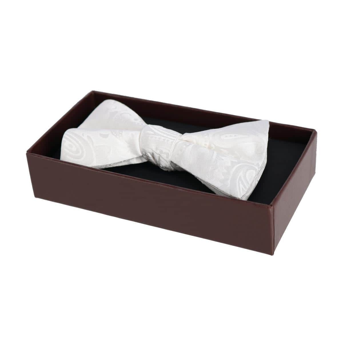Banbury Tone on Tone Paisley Silk Bow Tie - White
