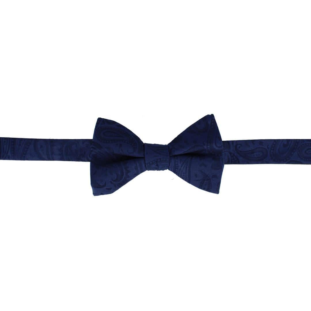 Banbury Tone on Tone Paisley Silk Bow Tie - Navy Blue